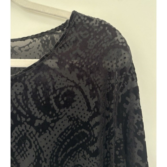 Velvet Burnout Top Dark Romantic Fairy Goth Scoop Neck Paisley Woman's Size 2XL - Picture 6 of 10